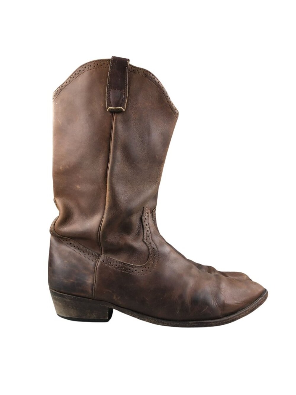 Trader Bay VTG Men's Size 10.5D Brown Leather Mexico Pull On Cowboy Boots FAIR